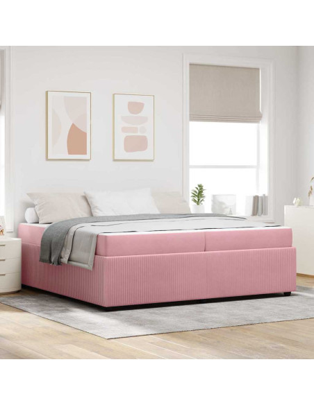 Struttura del letto con materasso Rosa 200 x 200 cm Tessuto