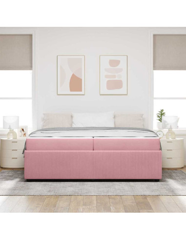 Struttura del letto con materasso Rosa 200 x 200 cm Tessuto