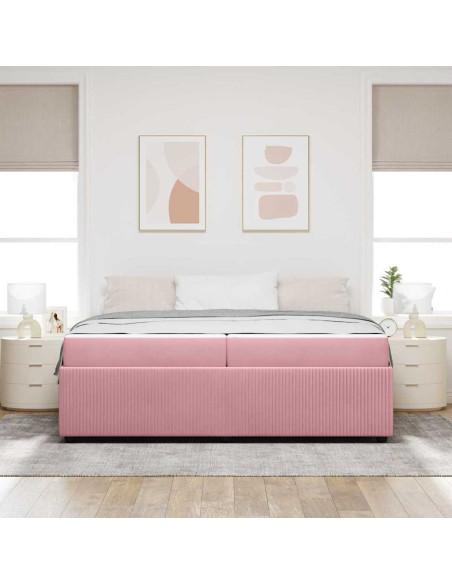 Struttura del letto con materasso Rosa 200 x 200 cm Tessuto