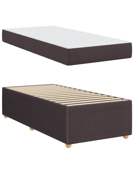 Struttura letto con materasso Marrone scuro 90 x 190 cm Tessuto