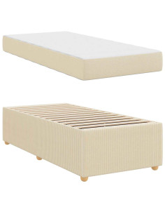 Struttura del letto con materasso Crema 90 x 190 cm Tessuto