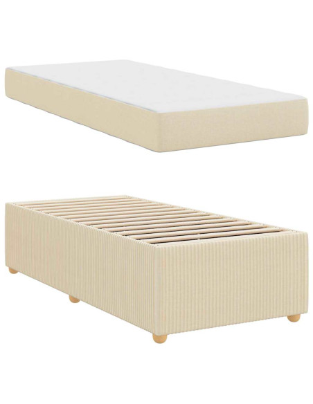 Struttura del letto con materasso Crema 90 x 190 cm Tessuto