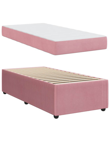 Struttura del letto con materasso Rosa 100 x 200 cm Tessuto