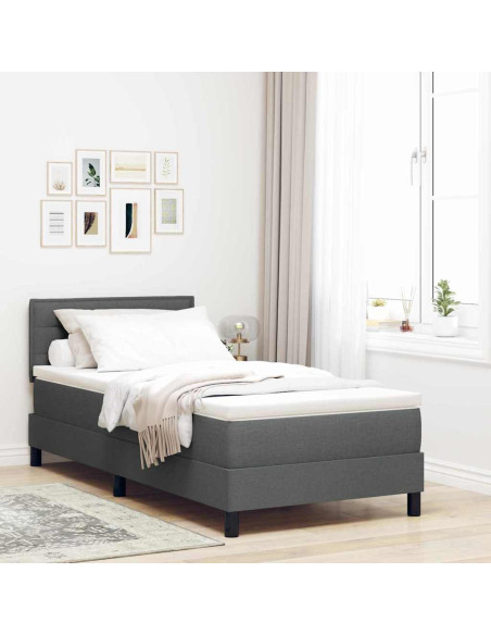 Letto box spring con materasso Grigio scuro 80 x 200 cm Tessuto