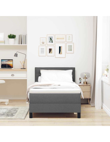 Letto box spring con materasso Grigio scuro 80 x 200 cm Tessuto