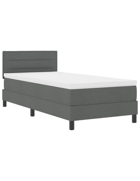Letto box spring con materasso Grigio scuro 80 x 200 cm Tessuto