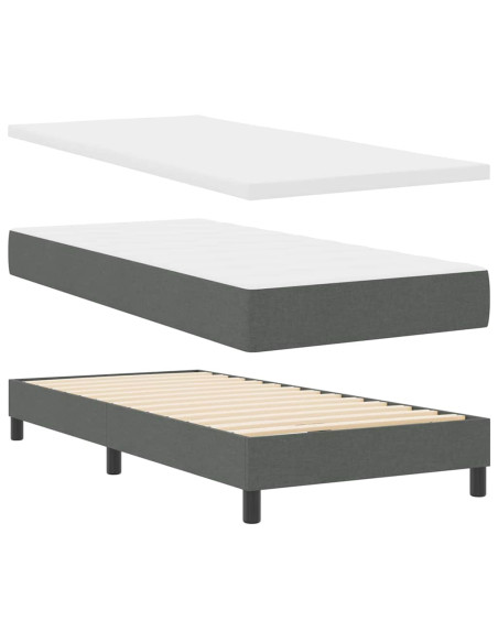 Letto box spring con materasso Grigio scuro 80 x 200 cm Tessuto