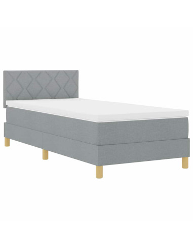 Letto a Sorgente LED Grigio chiaro 100 x 200 cm Tessuto