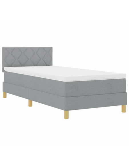 Letto a Sorgente LED Grigio chiaro 100 x 200 cm Tessuto