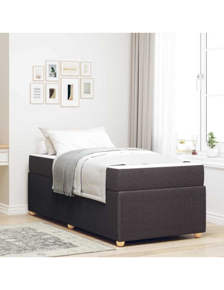 Struttura letto con materasso Marrone scuro 90 x 190 cm Tessuto