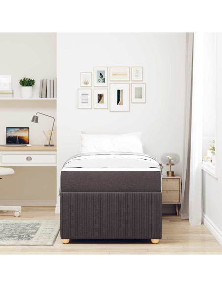 Struttura letto con materasso Marrone scuro 90 x 190 cm Tessuto