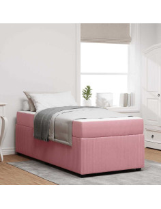 Struttura del letto con materasso Rosa 100 x 200 cm Tessuto 2