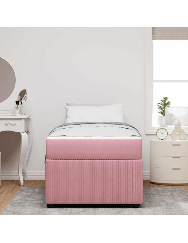 Struttura del letto con materasso Rosa 100 x 200 cm Tessuto