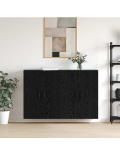 Mobiletto a muro 2 pcs Rovere Nero 69,5 x 34 x 90 cm 2