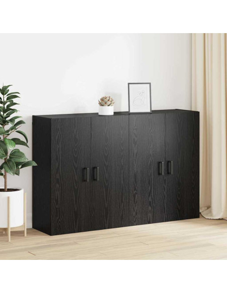 Mobiletto a muro 2 pcs Rovere Nero 69,5 x 34 x 90 cm