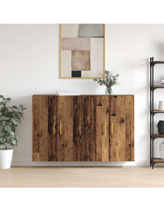 Mobiletto a muro 2 pcs Legno vecchio 69,5 x 34 x 90 cm 2