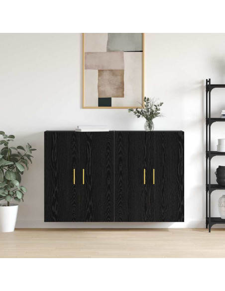 Mobiletto a muro 2 pcs Rovere Nero 69,5 x 34 x 90 cm