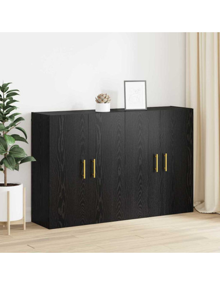 Mobiletto a muro 2 pcs Rovere Nero 69,5 x 34 x 90 cm