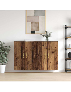 Mobiletto a muro 2 pcs Legno vecchio 69,5 x 34 x 90 cm 2