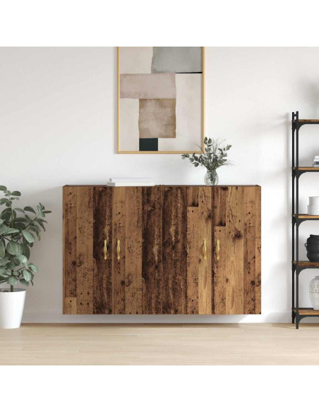 Mobiletto a muro 2 pcs Legno vecchio 69,5 x 34 x 90 cm