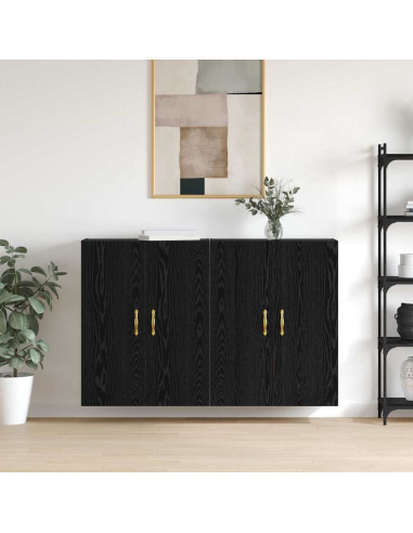 Mobiletto a muro 2 pcs Rovere Nero 69,5 x 34 x 90 cm