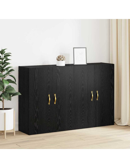 Mobiletto a muro 2 pcs Rovere Nero 69,5 x 34 x 90 cm