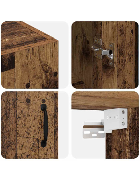 Armadi da Muro 2 pcs Legno vecchio 69.5 x 34 x 90 cm