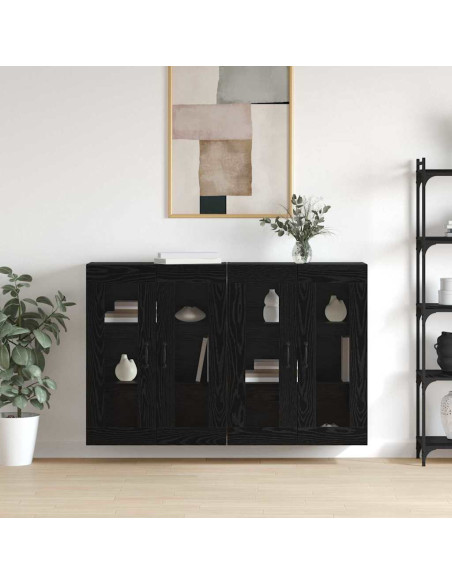Armadi da Muro 2 pcs Rovere nero 69.5 x 34 x 90 cm