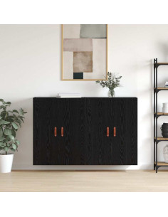 Mobiletto a muro 2 pcs Rovere Nero 69,5 x 34 x 90 cm 2