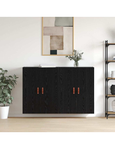 Mobiletto a muro 2 pcs Rovere Nero 69,5 x 34 x 90 cm