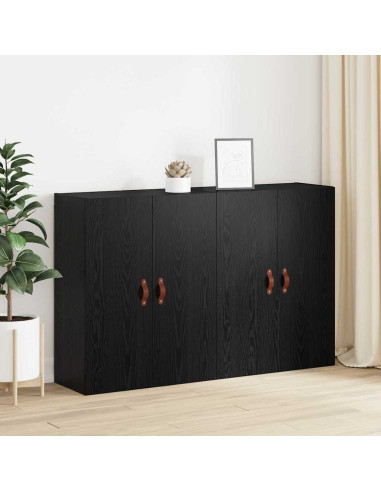 Mobiletto a muro 2 pcs Rovere Nero 69,5 x 34 x 90 cm