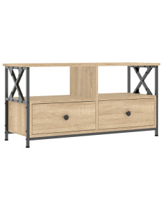 Mobile TV Rovere Sonoma 90x33x45 cm Legno Multistrato e Ferro