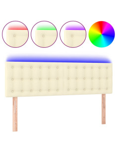 Testiera Crema a LED 144x5x78/88 cm in Similpelle