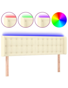 Testiera a LED Crema 147x16x78/88 cm in Similpelle