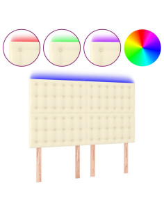 Testiera a LED Crema 144x5x118/128 cm in Similpelle