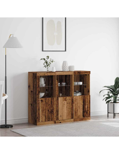 Credenza 3 pcs Legno vecchio 123 x 37 x 100 cm