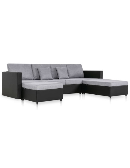 Divano Letto a 4 Posti in Similpelle Nero