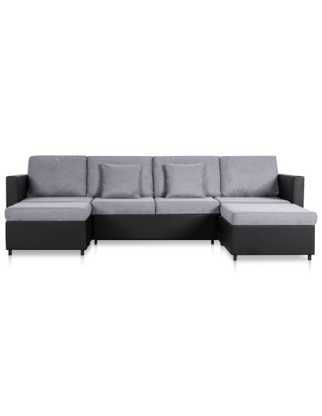 Divano Letto a 4 Posti in Similpelle Nero