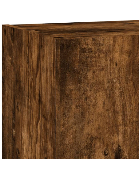 Mobili TV a Muro con LED 4pz Rovere Fumo in Legno Multistrato