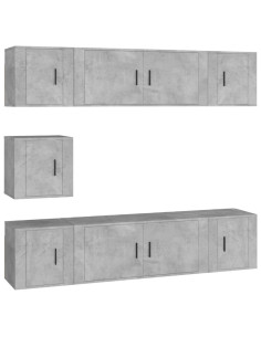Set di Mobili Porta TV 7 pz Grigio Cemento in Legno Multistrato