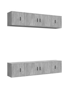 Set di Mobili Porta TV 6 pz Grigio Cemento in Legno Multistrato