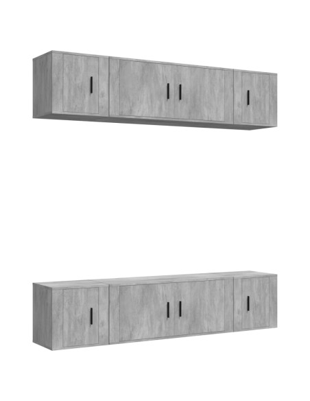 Set di Mobili Porta TV 6 pz Grigio Cemento in Legno Multistrato