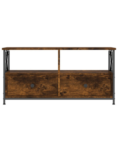 Mobile TV Rovere Fumo 90x33x45 cm in Legno Multistrato e Ferro