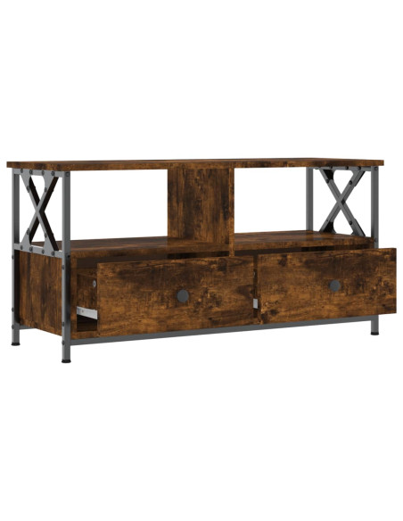 Mobile TV Rovere Fumo 90x33x45 cm in Legno Multistrato e Ferro