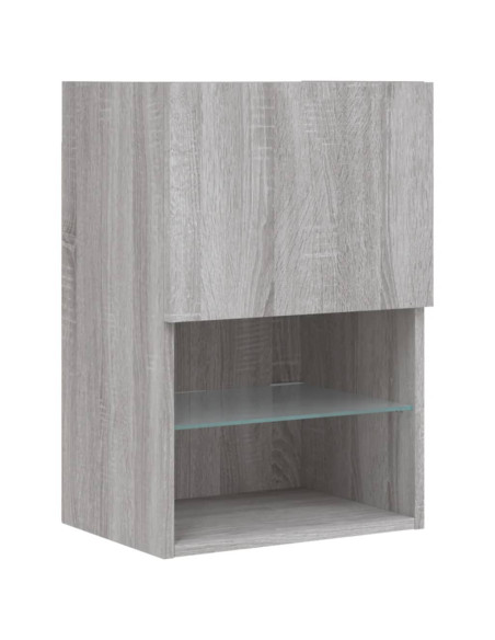 Mobili TV a Muro con LED 4pz Grigio Sonoma in Legno Multistrato
