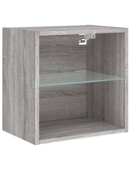 Mobili TV a Muro con LED 4pz Grigio Sonoma in Legno Multistrato