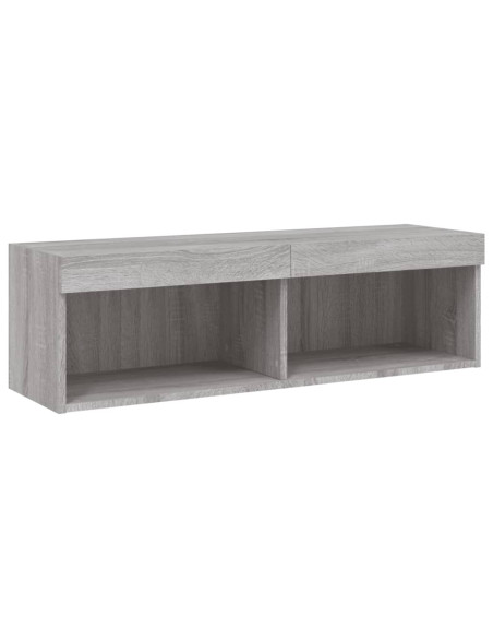 Mobili TV a Muro con LED 4pz Grigio Sonoma in Legno Multistrato