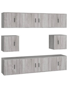 Set Mobili Porta TV 8pz Grigio Sonoma in Legno Multistrato