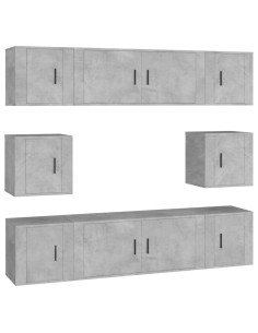 Set Mobili Porta TV 8pz Grigio Cemento in Legno Multistrato