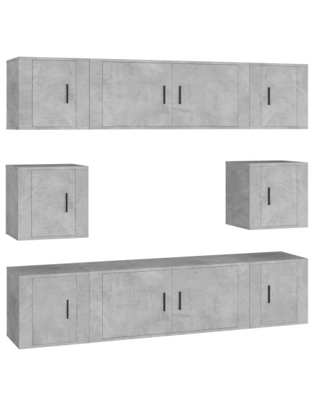 Set Mobili Porta TV 8pz Grigio Cemento in Legno Multistrato